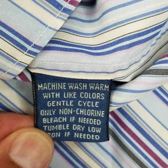 Faconnable Men's Blue Striped Button Down Shirt Lg - Picture 6 of 6